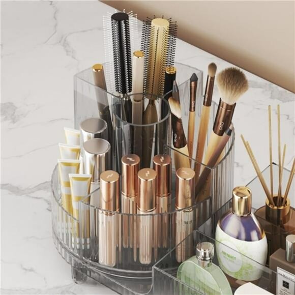 360 Rotating Makeup Organizer Large Capacity Vanity Storage Display Case - Picture 6 of 7